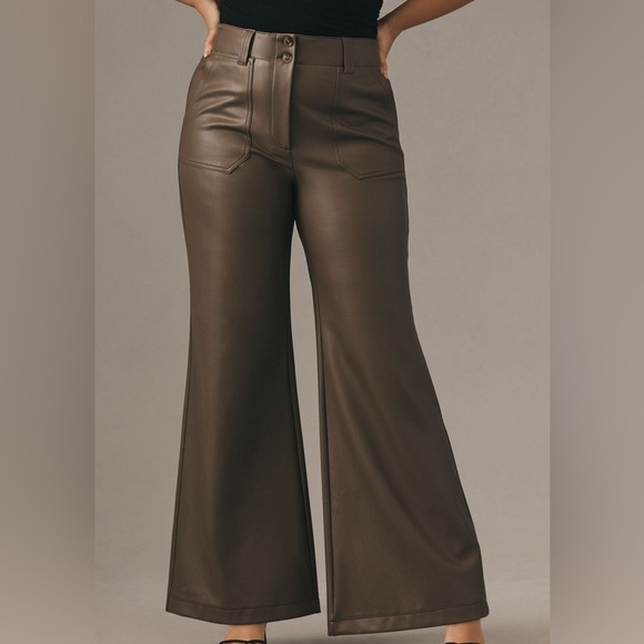 Anthropologie Pants - Anthropologie Naomi Vegan Leather Wide Flare Pants